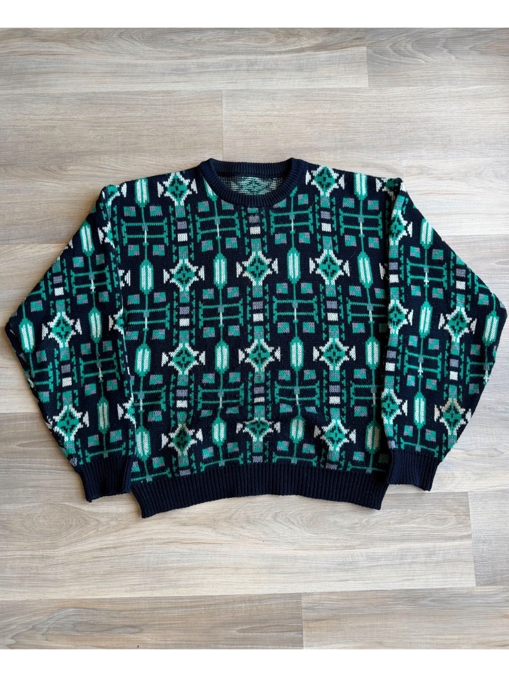 Vintage Geometric Jacquard Knit Sweater